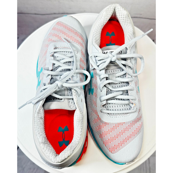 Under Armour Charged Europa 2 Women’s Running Shoes Gray, Aqua, Orange 10 - Picture 9 of 9